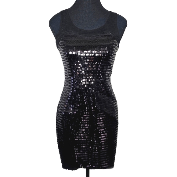 Bodycon Black Party Sequin Dress, XS - Picture 1 of 15